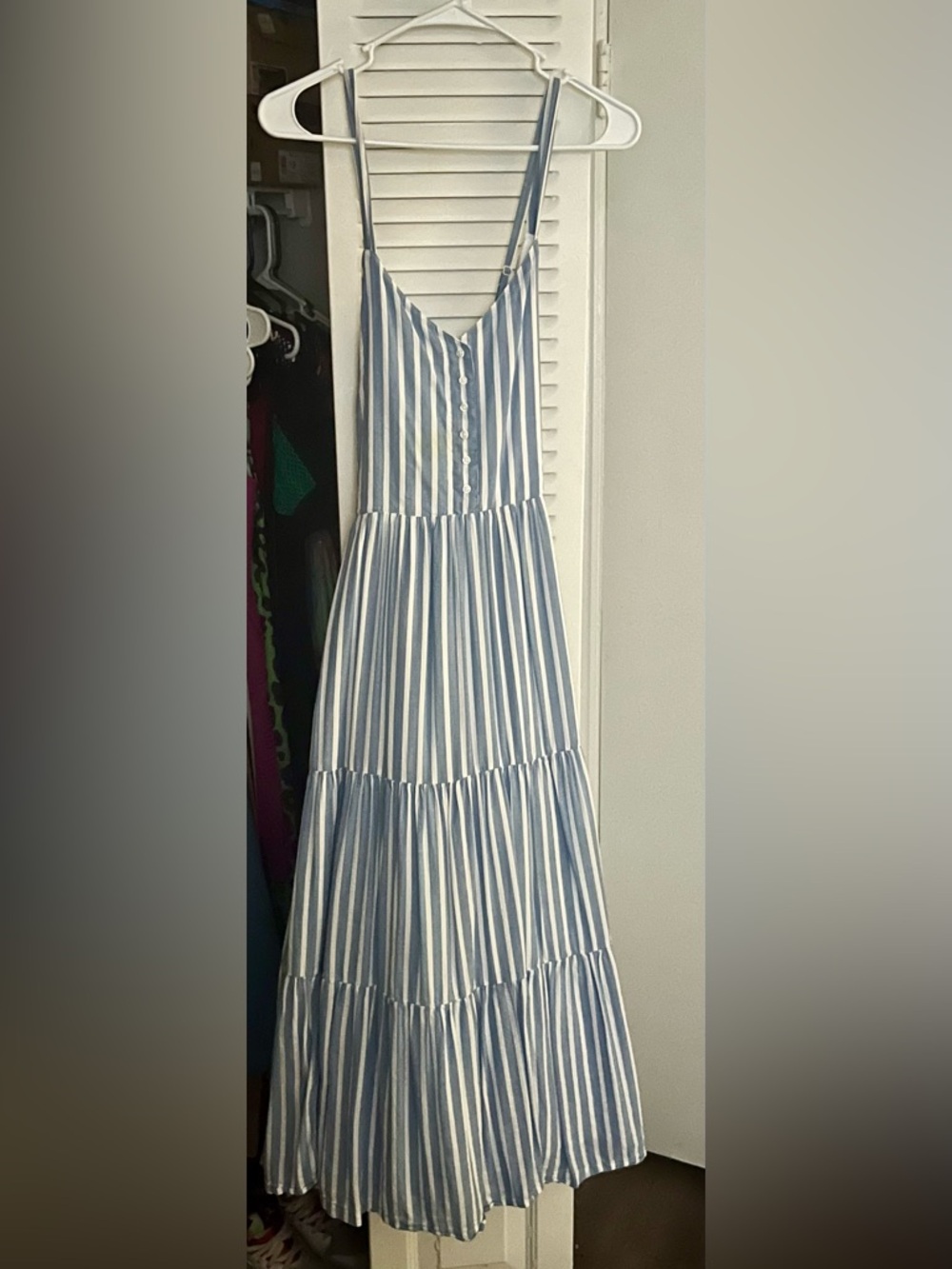 Old Navy Blue and White Striped Maxi Dress